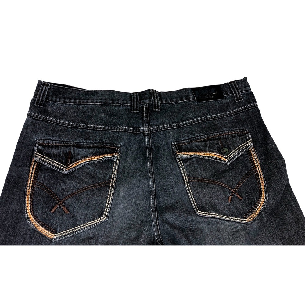 NBN Gear Mens‎ 46x32 Dark Blue Relaxed Wide Leg Raw Hem Denim Jeans Big and Tall - Picture 9 of 12